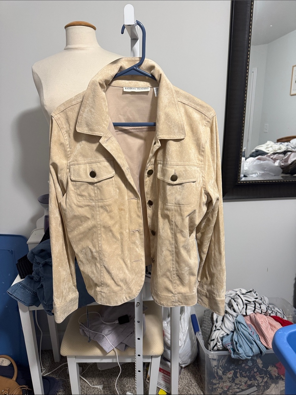 Bamboo Traders Beige Suede Jean Jacket
